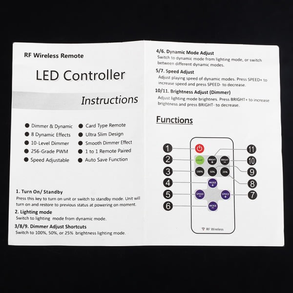 12V RF trådlös fjärrströmbrytare styrenhet dimmer för Mini LED-remsa ljus Nytt White one size