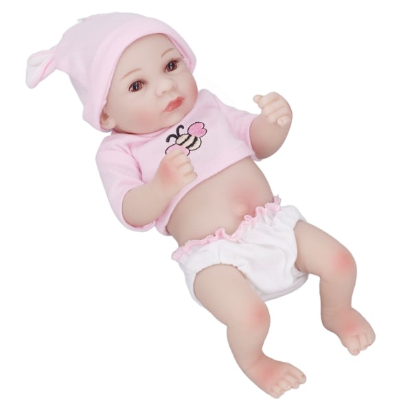 Simuleret babydukke blød silikone god håndfølelse vandtæt perfekt gave hjem legetøj dukke 28cm øjne åbningstype