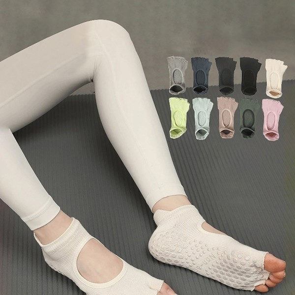Kvinde Halvtå Ballet Yogastrømper Skridsikre Peep Toe Anti-Slip Pi A4