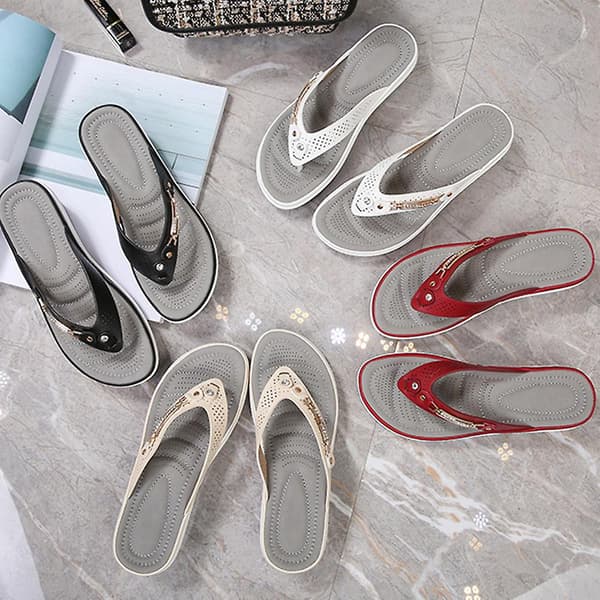 Komfortable flip-flops for kvinner med stropper - Ortopediske sandaler, Svart Black 35
