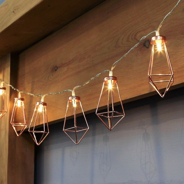 Wabjtam 10 LED 6,6 Ft Diamond String Lights Batteridrivna, Geometriska String Lights Varma