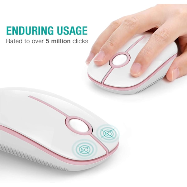 2.4G Trådlös Mus med USB-mottagare (Vit + Grön), 1600 DPI