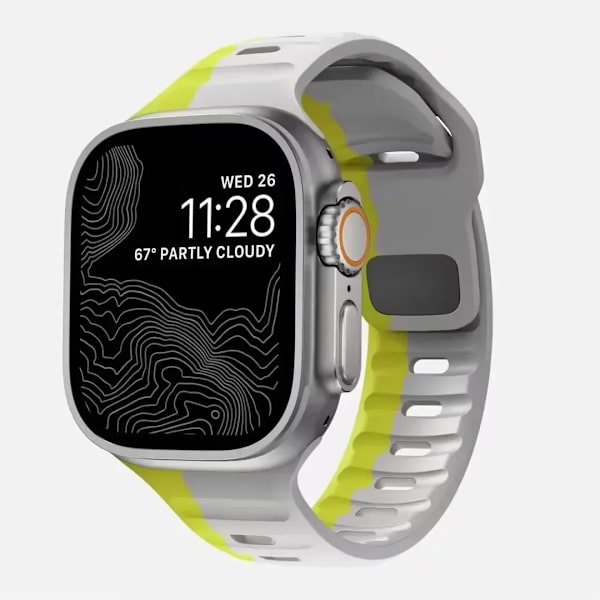 Silikonrem för Apple Watch Band 49mm 44mm 45mm 40mm 41mm 42mm 38mm Ultra 2 Sport Correa Armband iwatch Series 9 8 7 6 5 s yellow gray