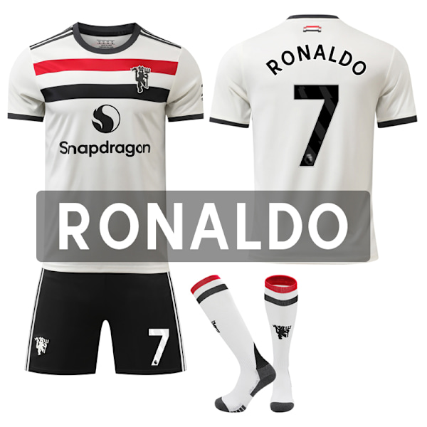 Man Utd 2024-25 Fodbolddragt med Sokker - Voksen & Barn, Ronaldo Nr. 7 No.7 Ronaldo 26