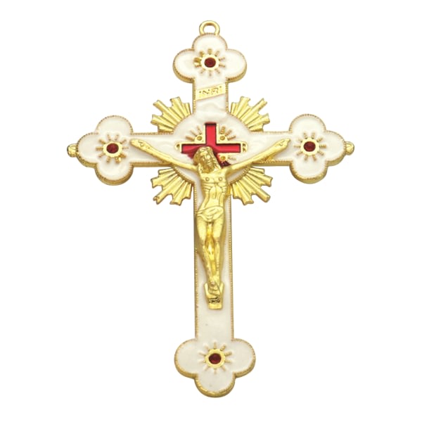 Metalemalje Krystal Blomsterkrucifiks til Kors Åndelig Religiøs Jesus Katolsk Velsignelse Trosgaver Bøn Kirke dec null - 2