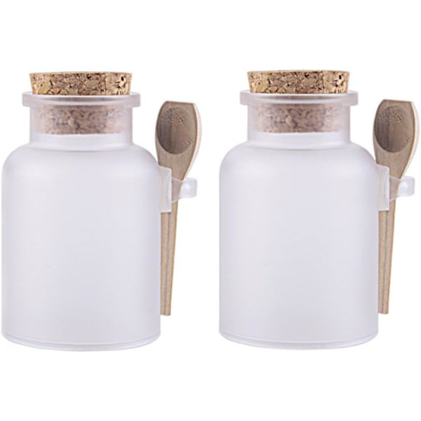 2PCS Plast Rund Matt Badsalt Krydda Såsburk Behållare
