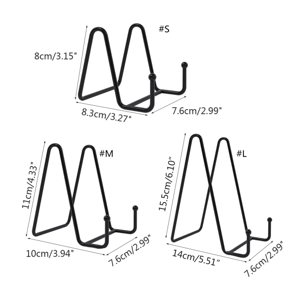 Pladestativ til Display Jern staffeli Display Stand Holder Metalramme til billeder Foto Dekorativ skål Bordplade kunst 3 tommer