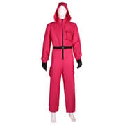 Halloween-tilbud Squid Game 2 Voksen Triangelvakt Jumpsuit + Maske Triangulær M Triangular M