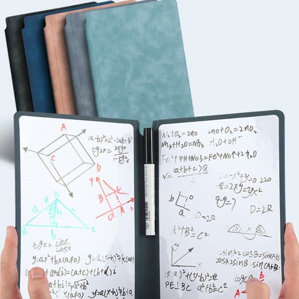 A5 gjenbrukbart whiteboard sett med whiteboardpenn og viskelær Pink