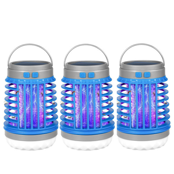 3 kpl Aurinkohyönteismyrkky USB-valo Vedenpitävä Hyönteislentovalo Ansa Taskulamppu blue 3pcs