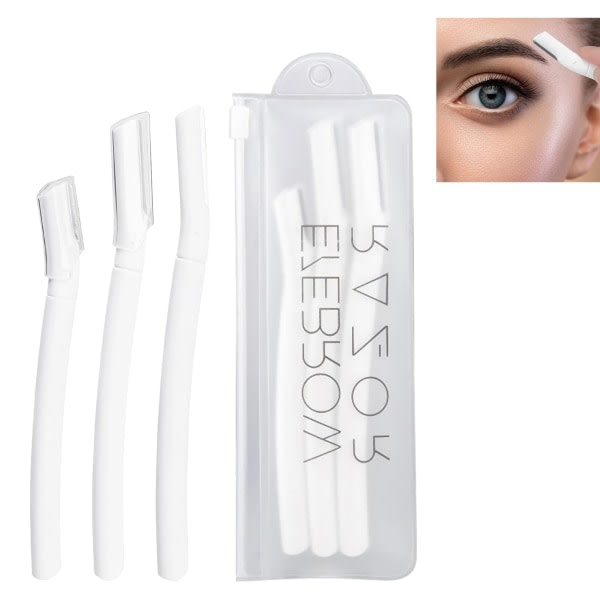 3 stk Øjenbryn Razor - Øjenbryn Razor Shaper til kvinder, Øjenbrynstrimmer Ansigtshår Peach Fuzz Remover