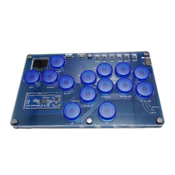 14 Key Arcade Joystick Fight Stick Mechanic -painikepeliohjain Hitbox PC:lle null - Läpinäkyvä harmaa ja