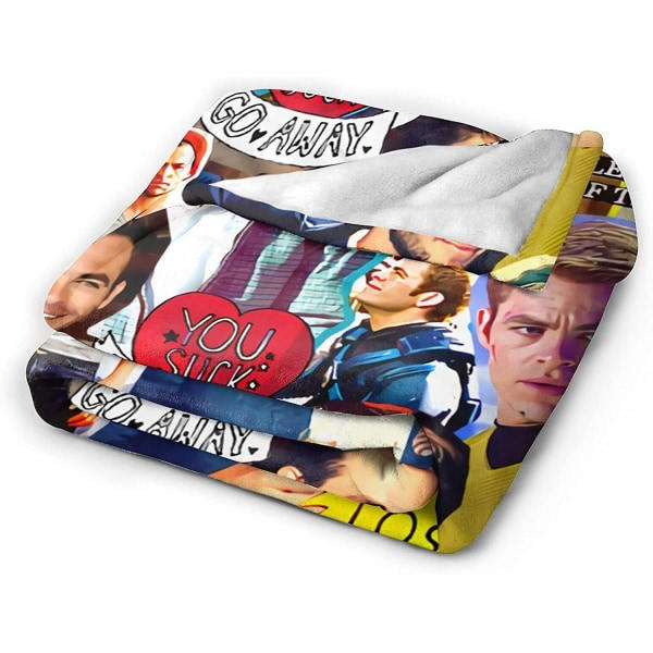 Chris Pine Blød og behagelig varm fleece tæppe til sofa, kontorsseng, sovesofa, hyggelig fluffy plys sengtæpper, strandtæpper-e282 50x40in 125x100cm