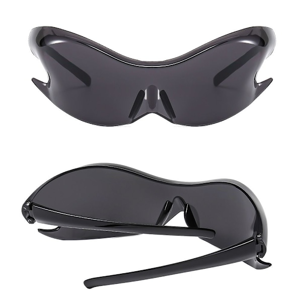 Y2K Sport Punk Solglasögon Retro Steampunk Shades UV400 Glasögon Mirrored White
