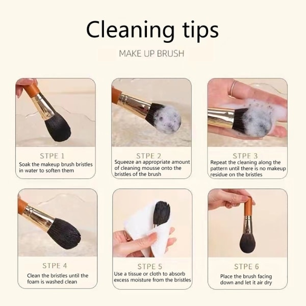 9 stk. bærbare makeupbørster sæt mini blush kosmetiske øjenbryn Ey 9PcsBrushBox