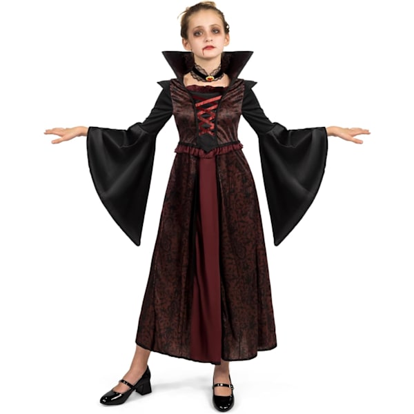 Royal vampyrkostume til piger, Halloweenfest, rollespil, karneval, cosplay, vampyrtemafest L (10 - 12 ans)