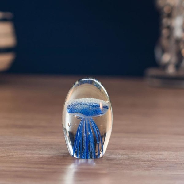 3D Kristallmaneter Prydnad Havsdjur pappersviktshantverk samlarobjekt Lake blue