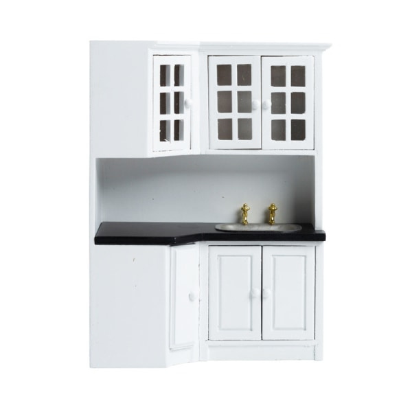Mikrominiatyr Møbler Tiny Småskalig Leksagsdukkehus DIY Decora Mini 1:12 Køkkenvask Hvid