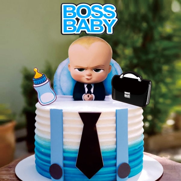 2 st Cartoon Boss Grattis på födelsedagen Tårta Topper Söt Baby Boy