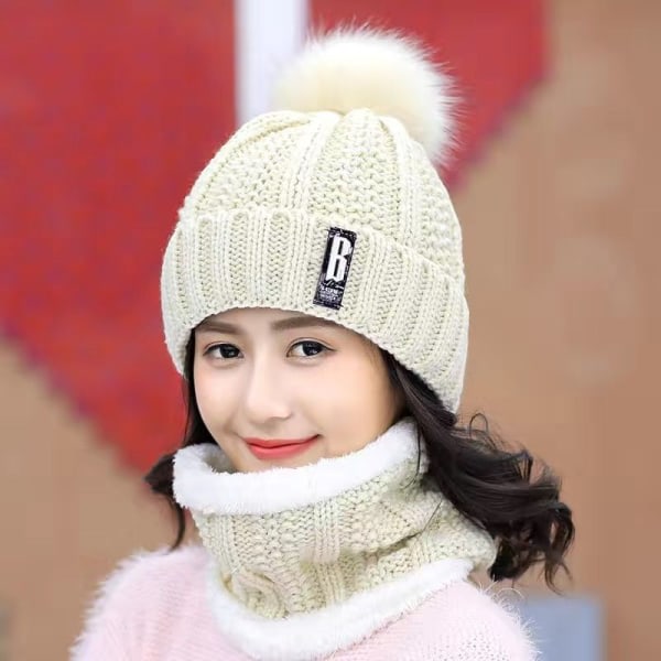 Vinterstrikket halstørklæde hue sæt tyk varm skullies beanies huer F A7 one size A7 one size
