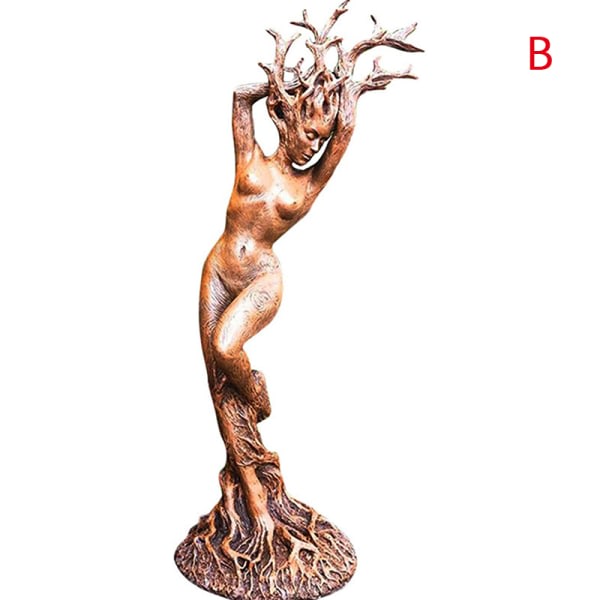 Forest Goddess Staty Resin Tree God Sculpture Ornament Garden B
