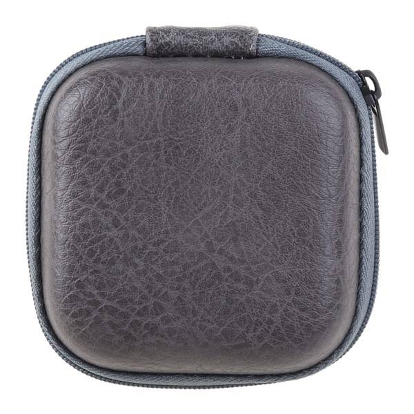USB-datakabel förvaringsväska Läderhörlurar Cover Mini blixtlåspåse Box för de flesta headset Fallbeständig Grå Gray