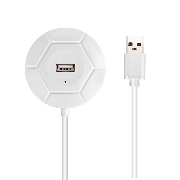 Magnetisk 2.0 USB-hub med 4 porte, forlænget kabel, Slim bærbar adapter splitter til Windows-systemdator, hvid
