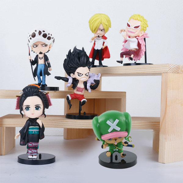 6 kpl One Piece -nuket Luffy Sanji Anime -hahmot Koti Auton sisustus T