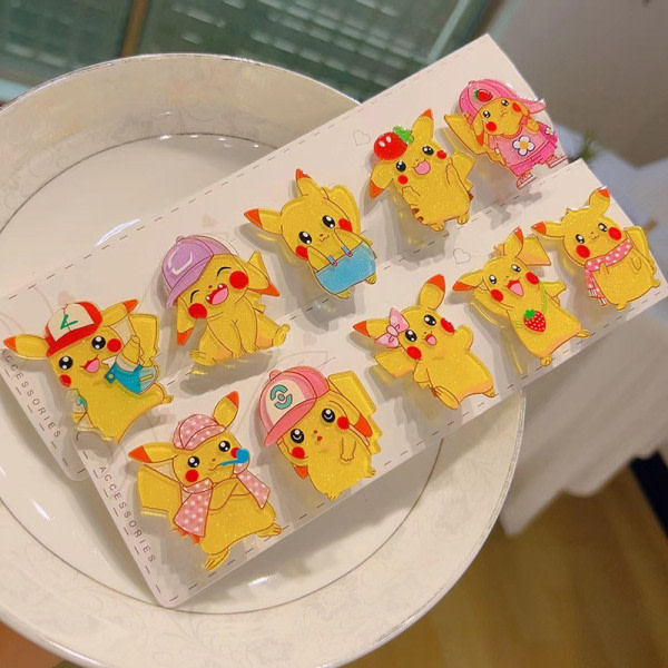 Pikachu Kawaii hårnål Anime Figurer Leksaker Smycken Tillbehör C