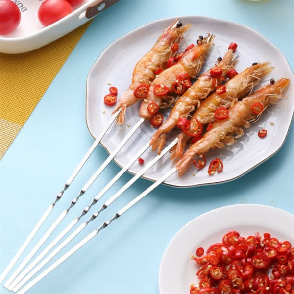 Grillspett i rostfritt stål, 10 st Silver 10 PCS