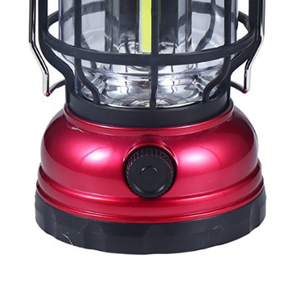 Solcellslampa för Camping USB Laddningsbar Retro Campinglampa COB Laddning Röd