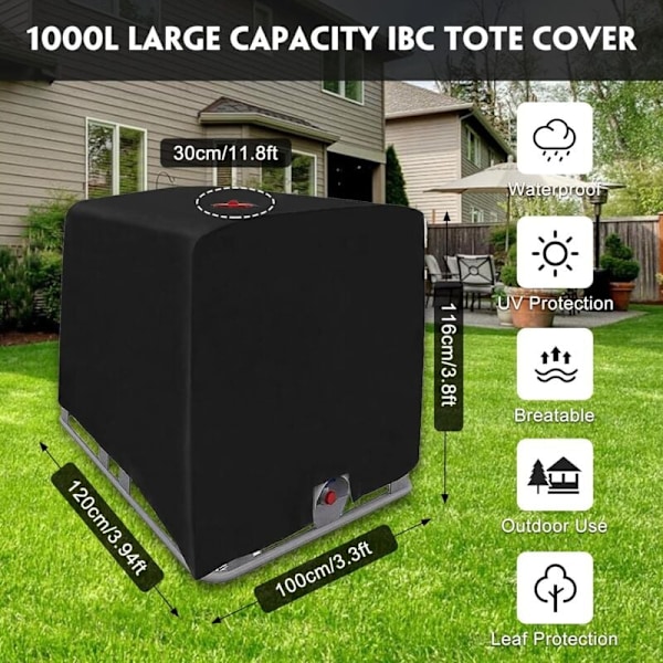 1000L IBC-säiliön suojus, vesisäiliön suojus, säiliön suojapeite, pölytiivis säiliön suojus, vihreä - 120 x 100 x 116 cm