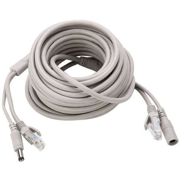 CCTV-kabel, 15M AHD Video Strömkabel för CCTV Säkerhetskameraövervakningssystem, 2.1mm DC Strömkontakt