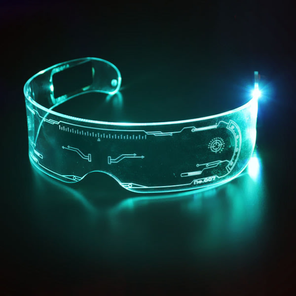 LED-visirglasögon 7 färger Futuristiska glasögon 4 lägen Light Up Gl