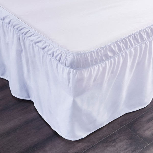 1-pack enfärgad elastiskt sängförkläde Mode enkel plisserad sängkjol Enkelt dubbeldust sängförkläde (180*200 cm/70,8*78,7\", Vit)