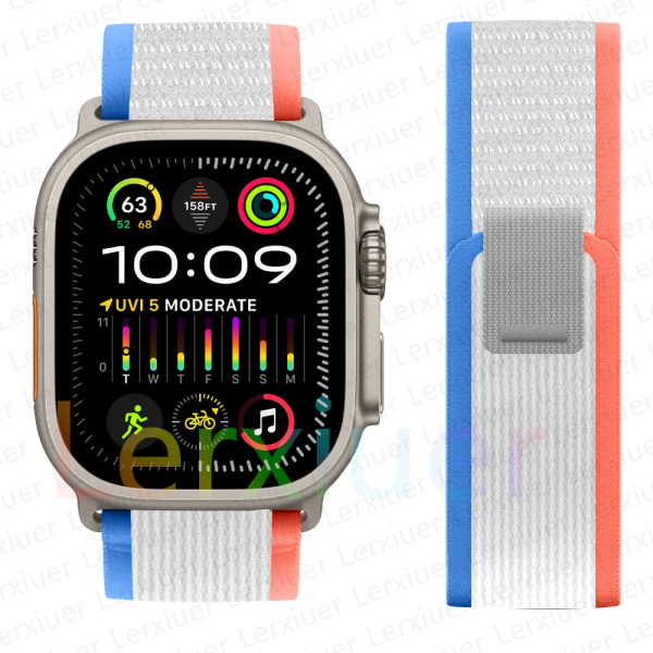 Trailrem för Apple Watch Ultra 2 band 49mm 44mm 45mm 40mm 41mm 38mm 42mm 45 44 mm armband iWatch series 8 9 7 6 5 3 se blue orange blue orange 38 40 41mm