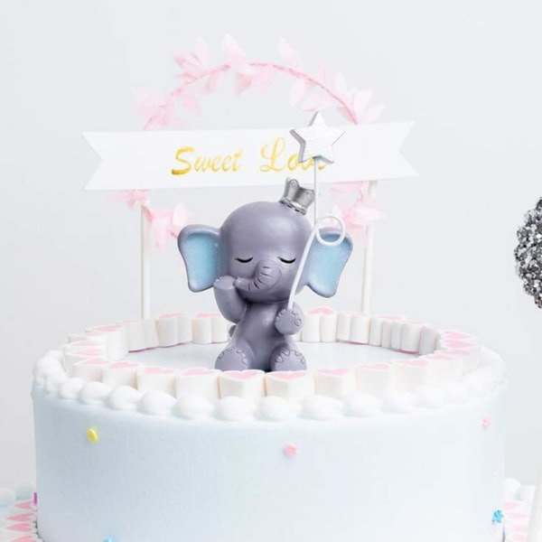 Harpiks Kagefigur Sød Elefant Staty Stjerne Ornament Kage Lilla
