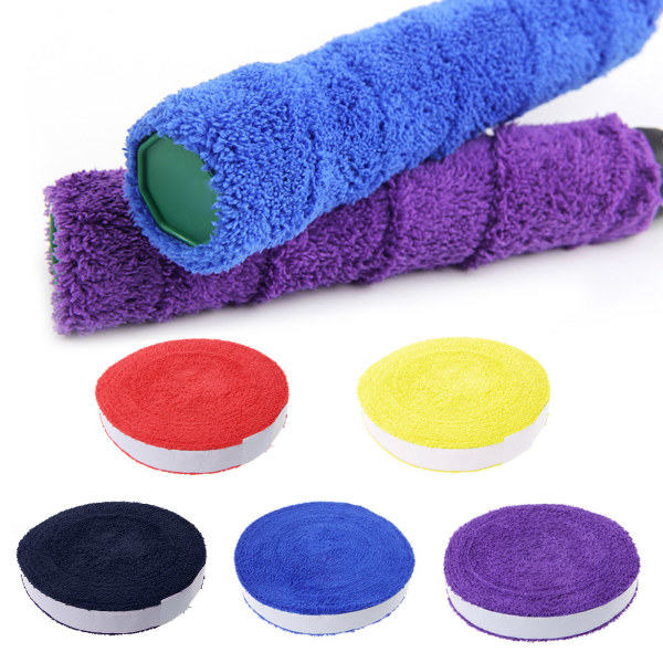 1 rulla Anti-halk Badminton Tennis Handduk Handlim Grip Övergrepp Badmintonracket Ull Svettband 10M Lila