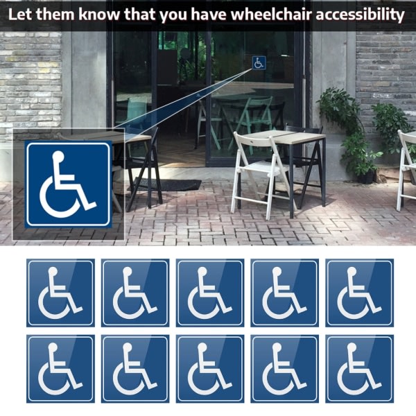 Handicap-Skilt Dekaler til Kørestolsbrugere, Handicap-Skilt, Selvklæbende Sticker, 3''/4'' 2 Størrelser 100x100mm