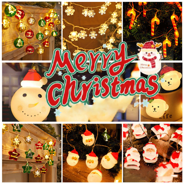 1,5m 10Led Christmas Light String Snowman Santa Cluas Xmas Tree A3 onesize A3 onesize