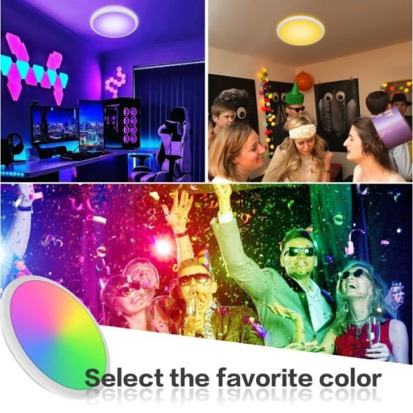 24W RGB LED-taklampe med infrarød fjernkontroll IP54 Vanntett 3000-6500K taklampe for barnerom, stue, baderom