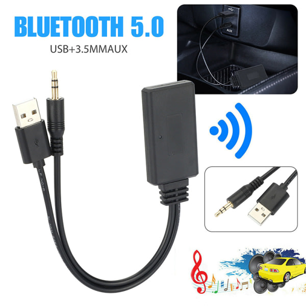 Trådlös Bluetooth 5.0 HIFI Adapter tai Mottagare För bil AUX Spea Svart Svart