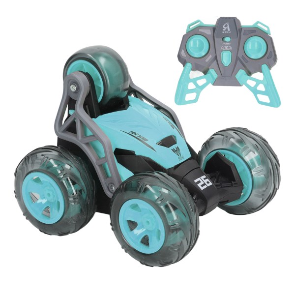 5-hjulet stuntbil leketøy 2.4G fjernkontroll 360 graders roterende flip RC bil for barn blå