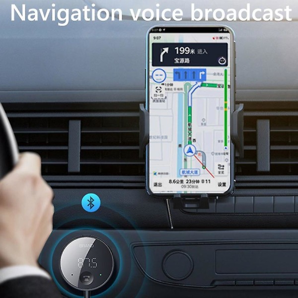 Bluetooth 5.0 Bil Fm-sender LED-skjerm Bluetooth-adapter Trådløs lydmottaker Tf-kort Musikk Bil Mp3-spiller (FMY)
