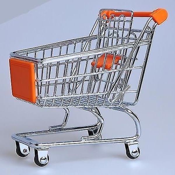 Supermarket Handvagn, Mini Kundvagn, Skrivbordsdekoration Förvaring Kundvagn Orange.