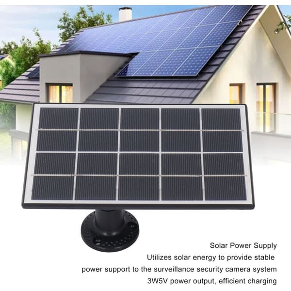 3W 5V Solpanel Professionell Effektiv Monokristallin Kisel Solpanel Laddare för Utomhussäkerhetskamera Svart, DUBUNS