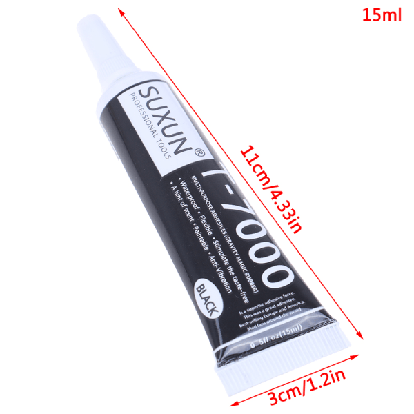 15ML T-7000 svart lim mobiltelefon metall ram reparation diamant Svart one size Black one size