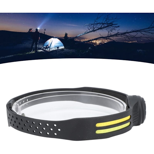 COB LED Pannlampa 6 Ljuslägen 360 Graders Rotation Vattentät Rörelsesensor Pannlampa för Utomhuslöpning Cykling, DUBUNS
