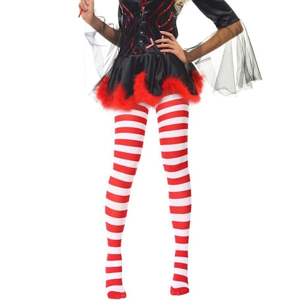 Naisten tyttöjen polvisukat söpöt joustavat sukkahousut Halloween joulu red&black