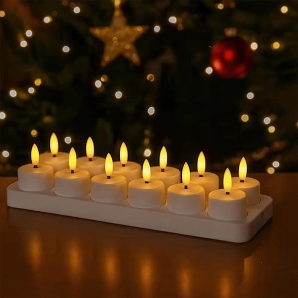 Oppladbare telys – LED-lys med kontroll og timer 12-pakning 12-Pack
